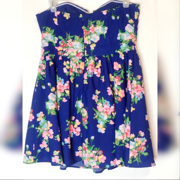 Royal blue flower print dress - Picture 3 of 3